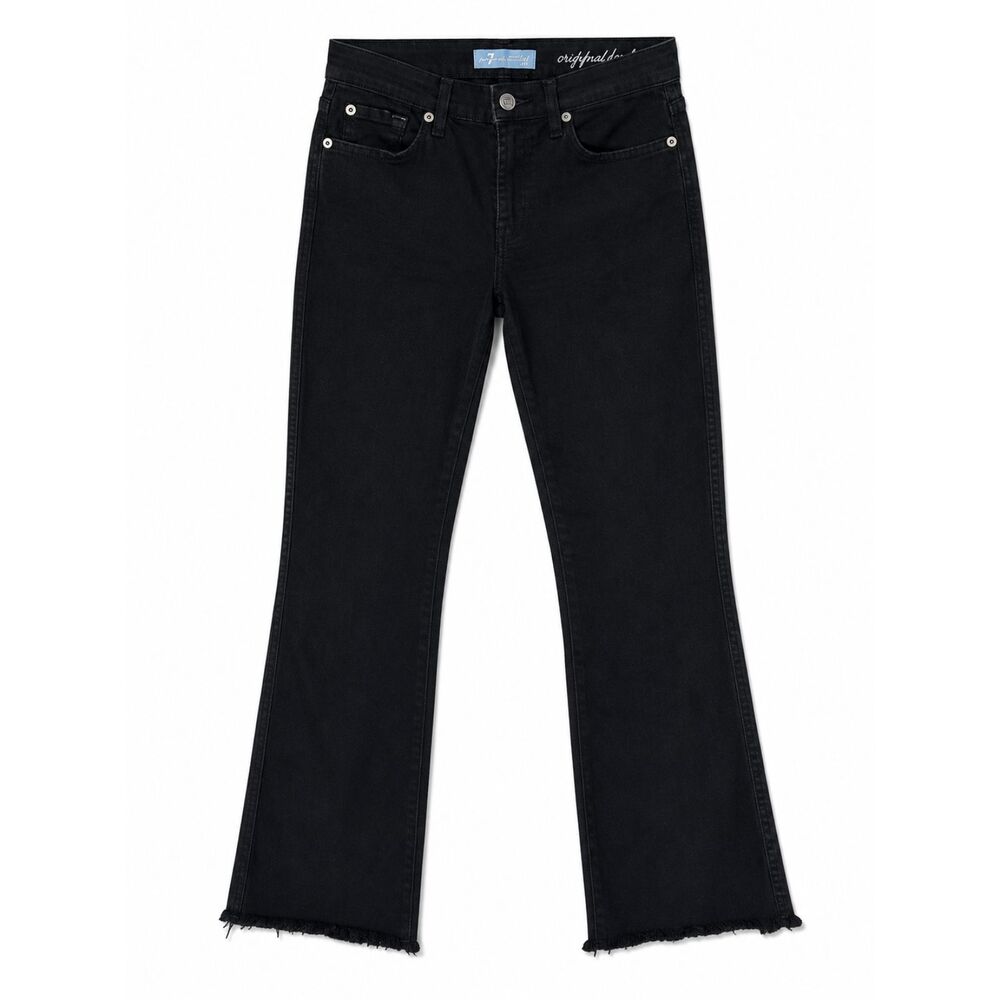7 For All Mankind b(air) Black Cropped Bootcut Jeans Size 24 Frayed Stretch